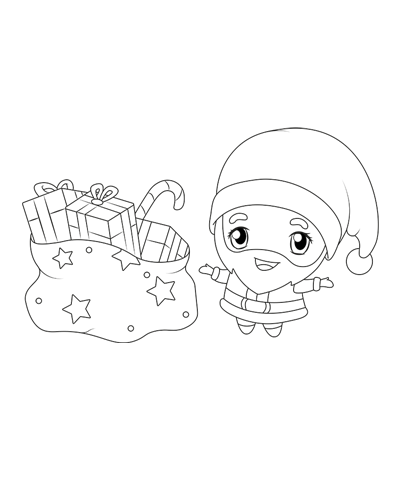 Santa with Presents Coloring Page Santa with Presents Coloring Page